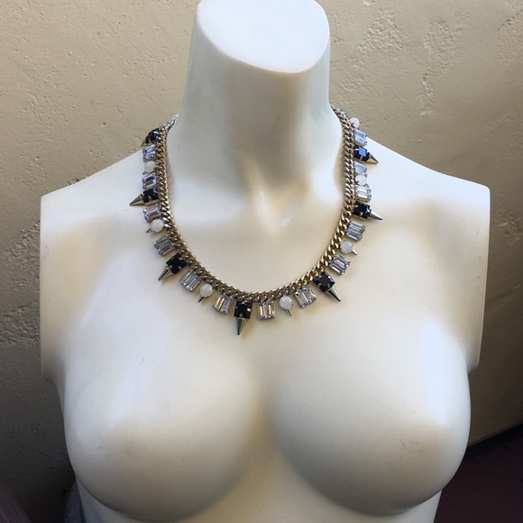 Macy's Jewelry - Stud chain gold silver crystal necklace